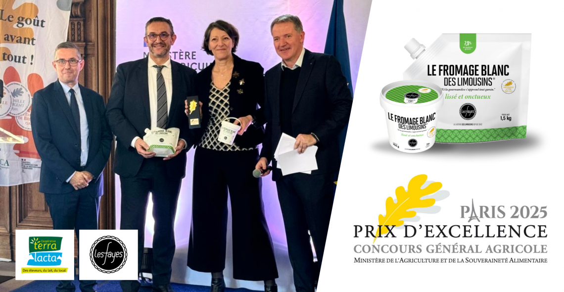 Prix d'Excellence 2025 pour notre Fromage Blanc des Limousins Les Fayes